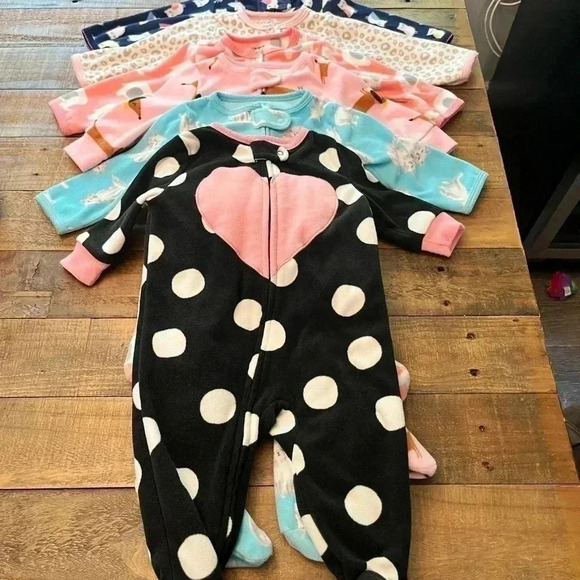 Six Carter’s Fleece Footie Pajamas - Picture 1 of 7